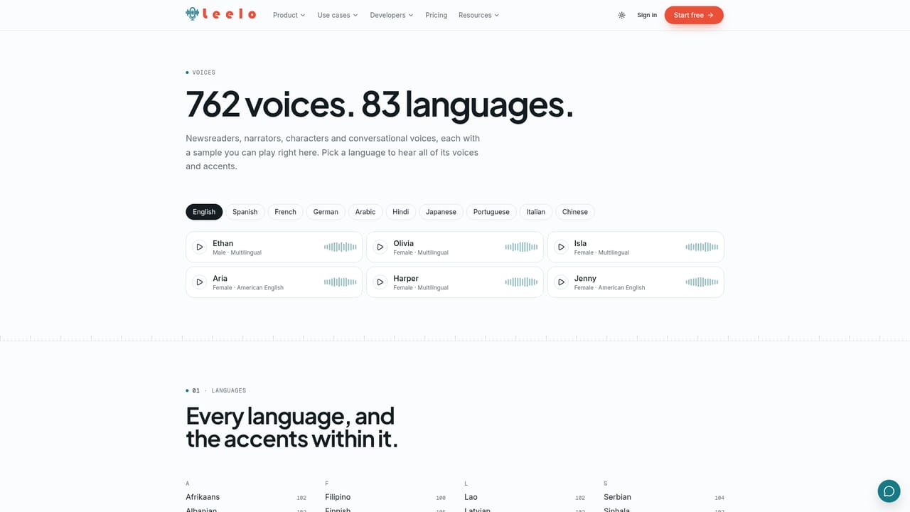 Leelo — Pick voices from the library