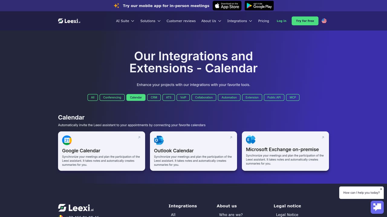 Leexi — Connect your calendar and conferencing tools