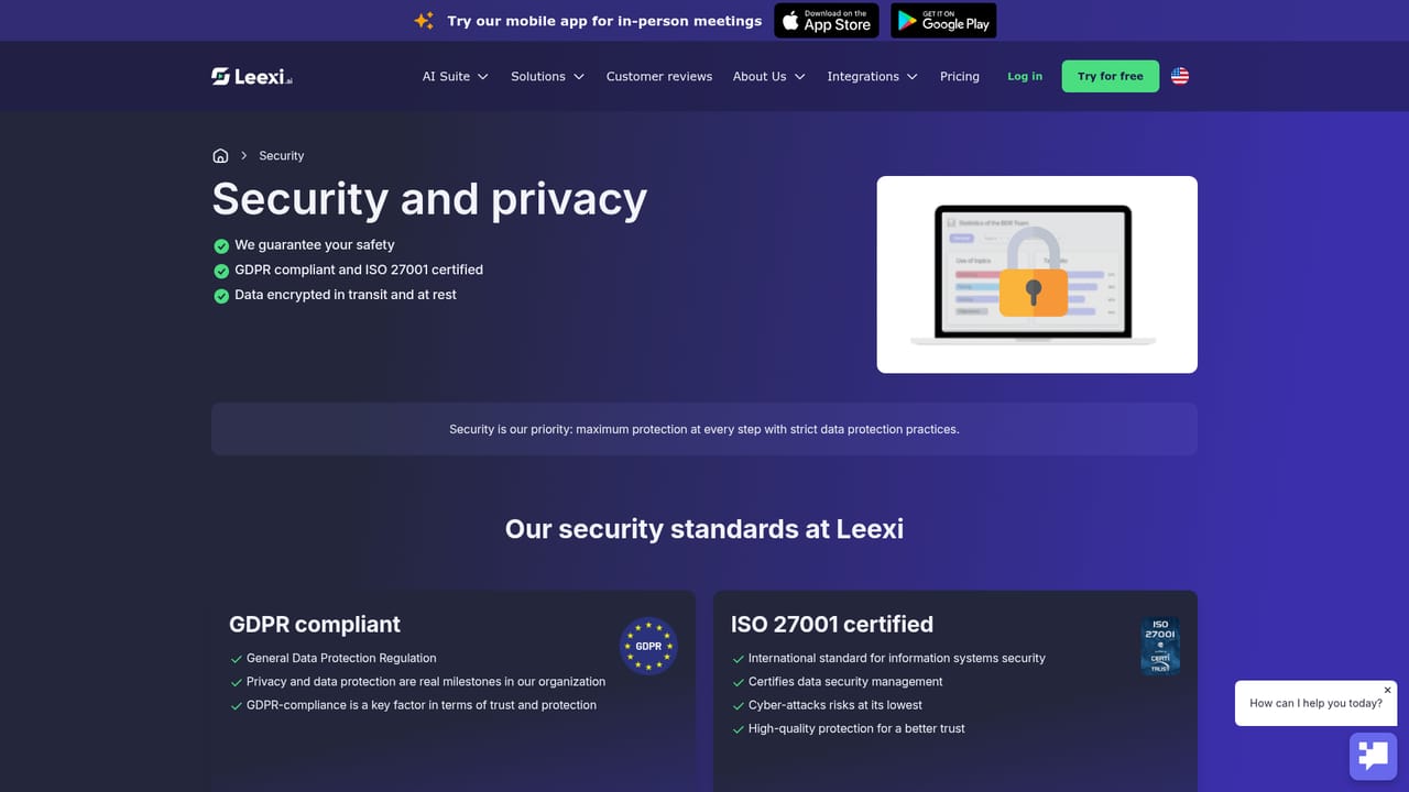 Leexi — Review the security and hosting setup