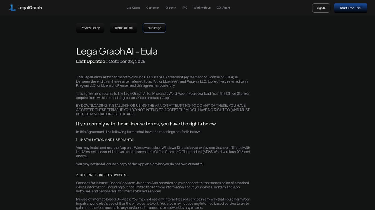 LegalGraph — Review the EULA before rollout