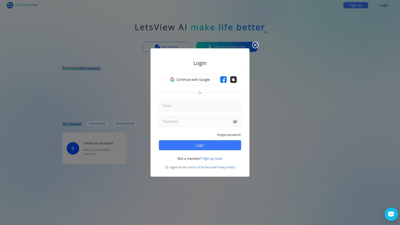 LetsView Chat — Switch to a suitable assistant