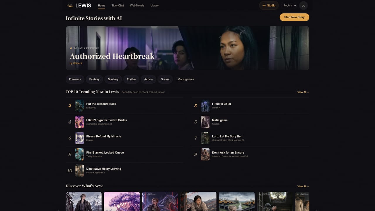 Lewis by Keytalk — Look at the featured story and trending chart