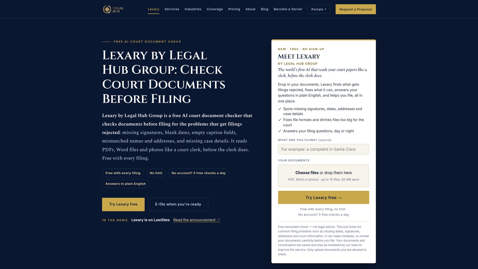 Lexary by Legal Hub Group — Run a free check without an account