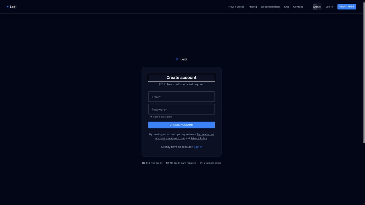 Lexi — Create a free account