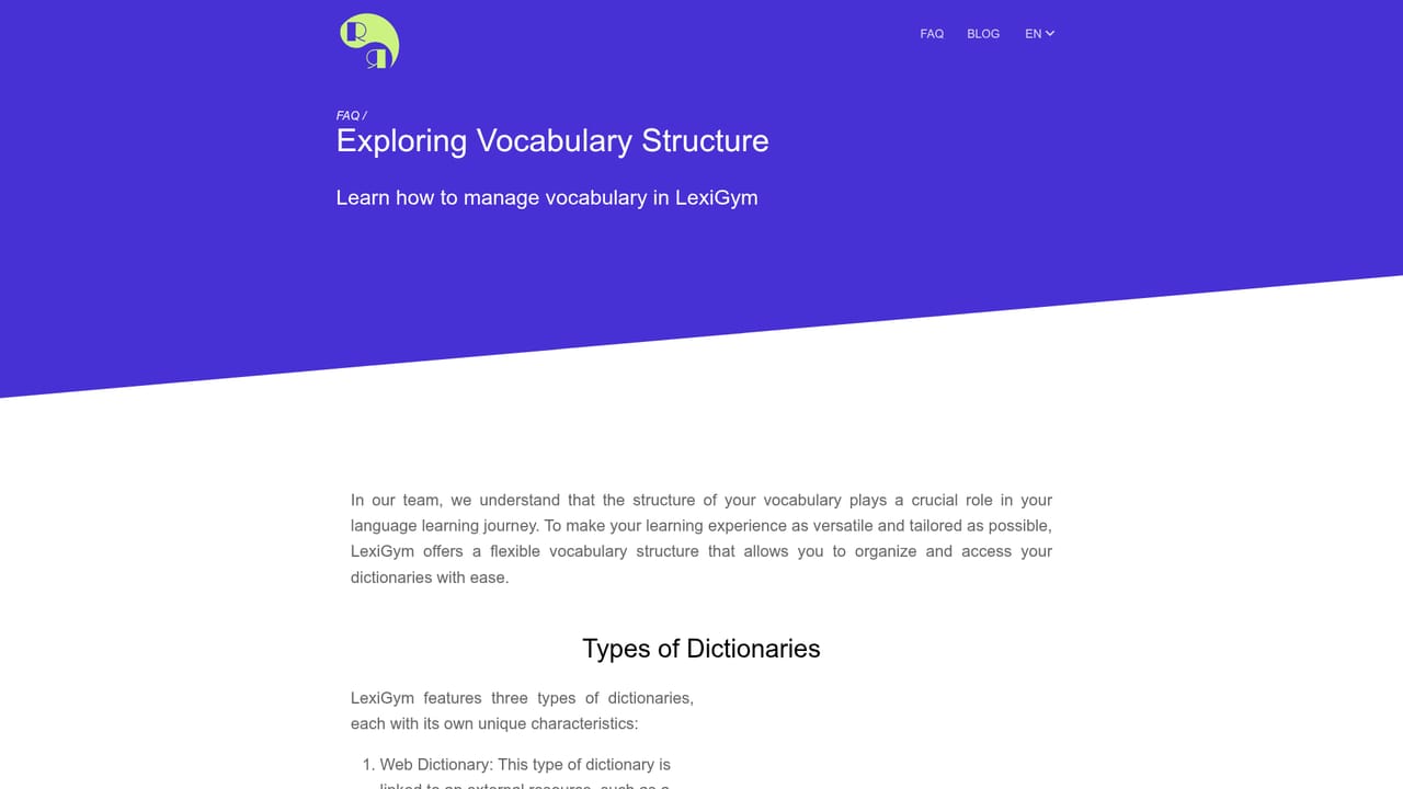 LexiGym — Load or create a dictionary