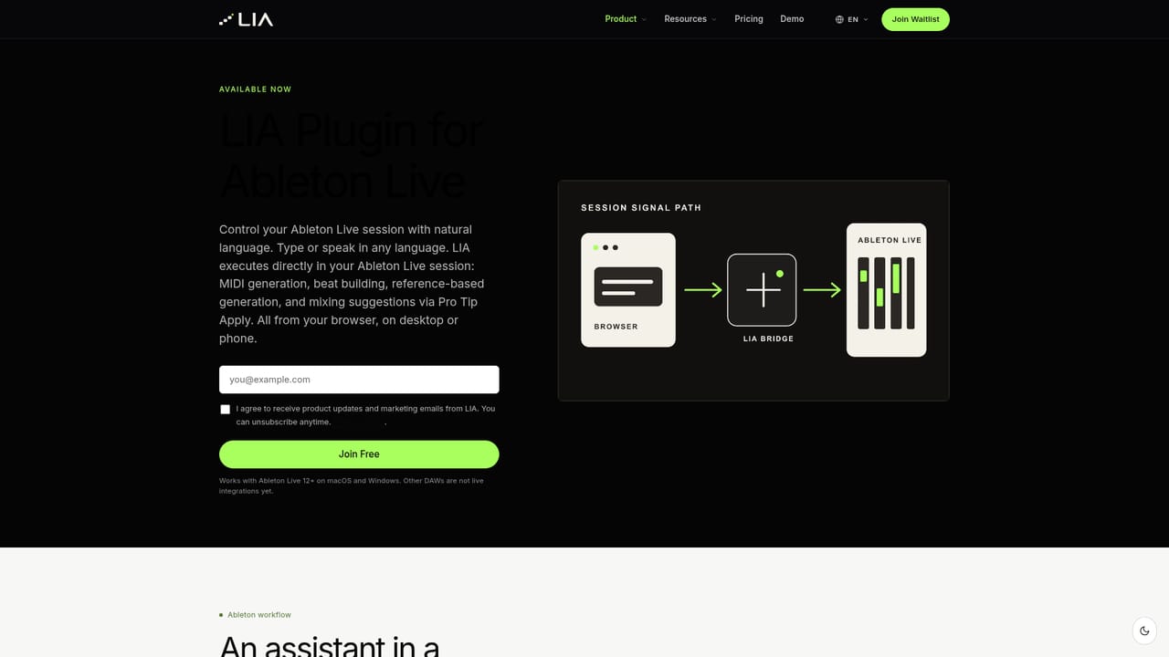 LIA — Check the Ableton integration and requirements
