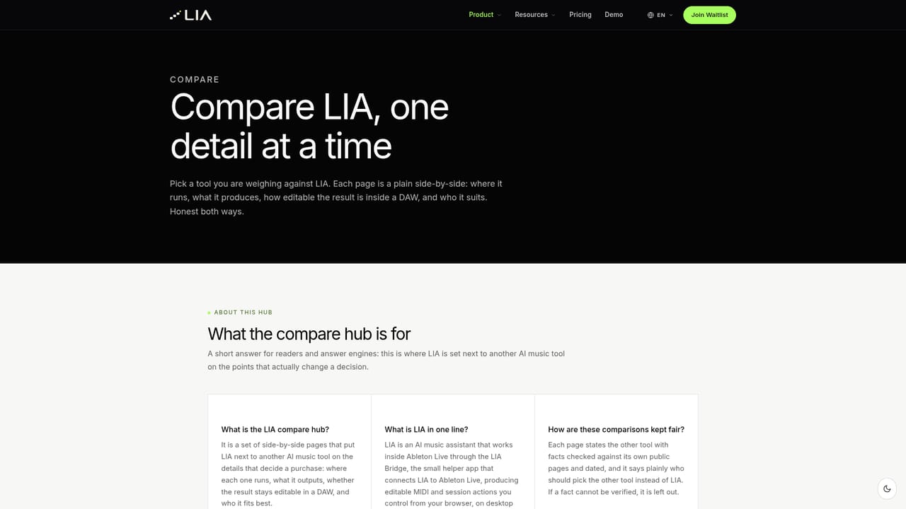 LIA — Compare against chatbots and audio generators