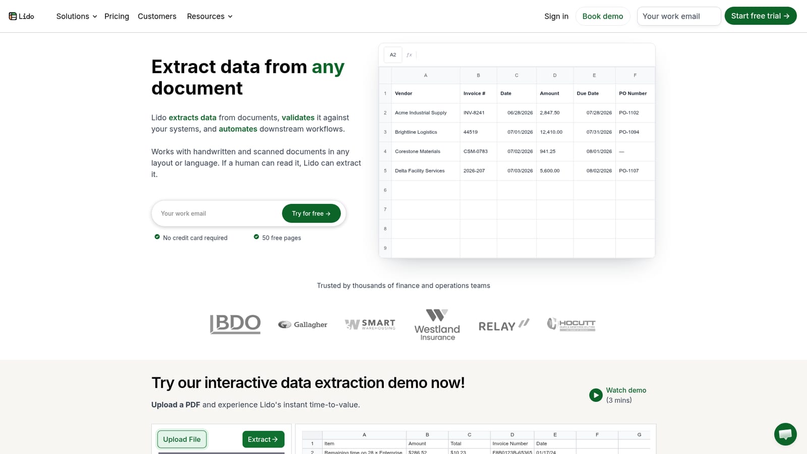 Lido Document Processing — Run the interactive extraction demo