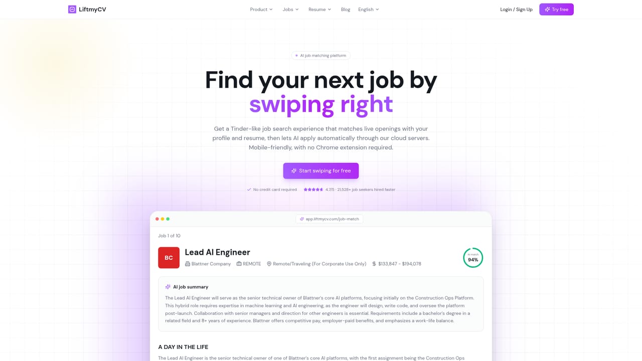 LiftmyCV — Review your AI match scores
