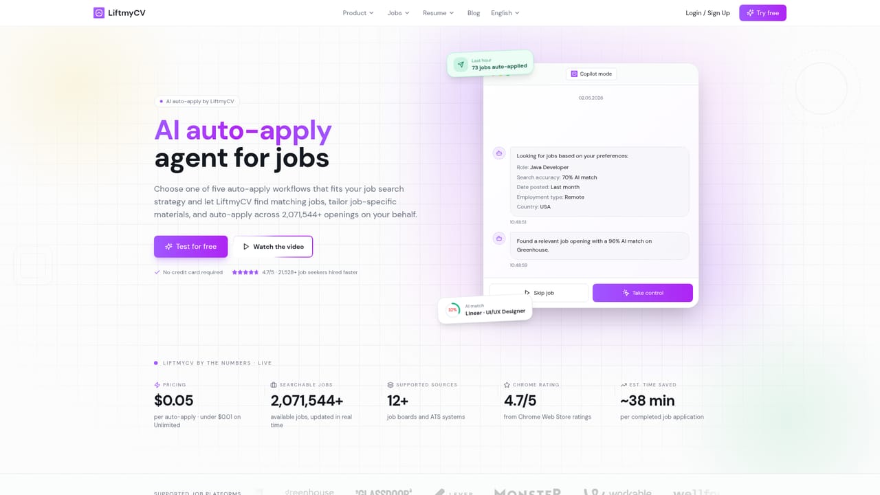 LiftmyCV — Set your automation workflow