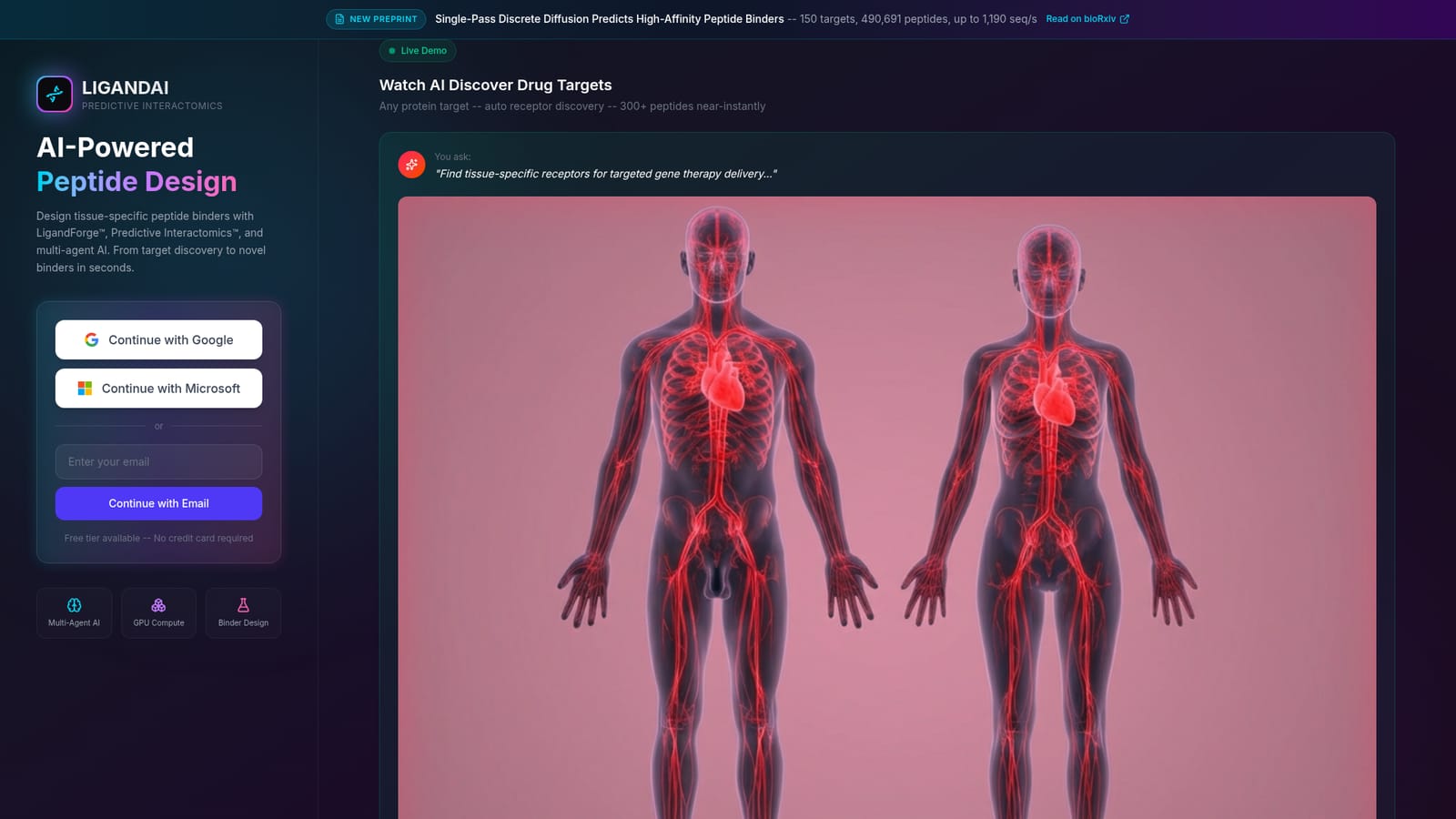LigandAI — Create an account on the LigandAI homepage