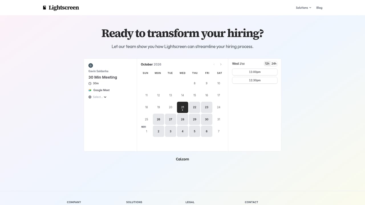 Lightscreen — Talk to the team about a plan
