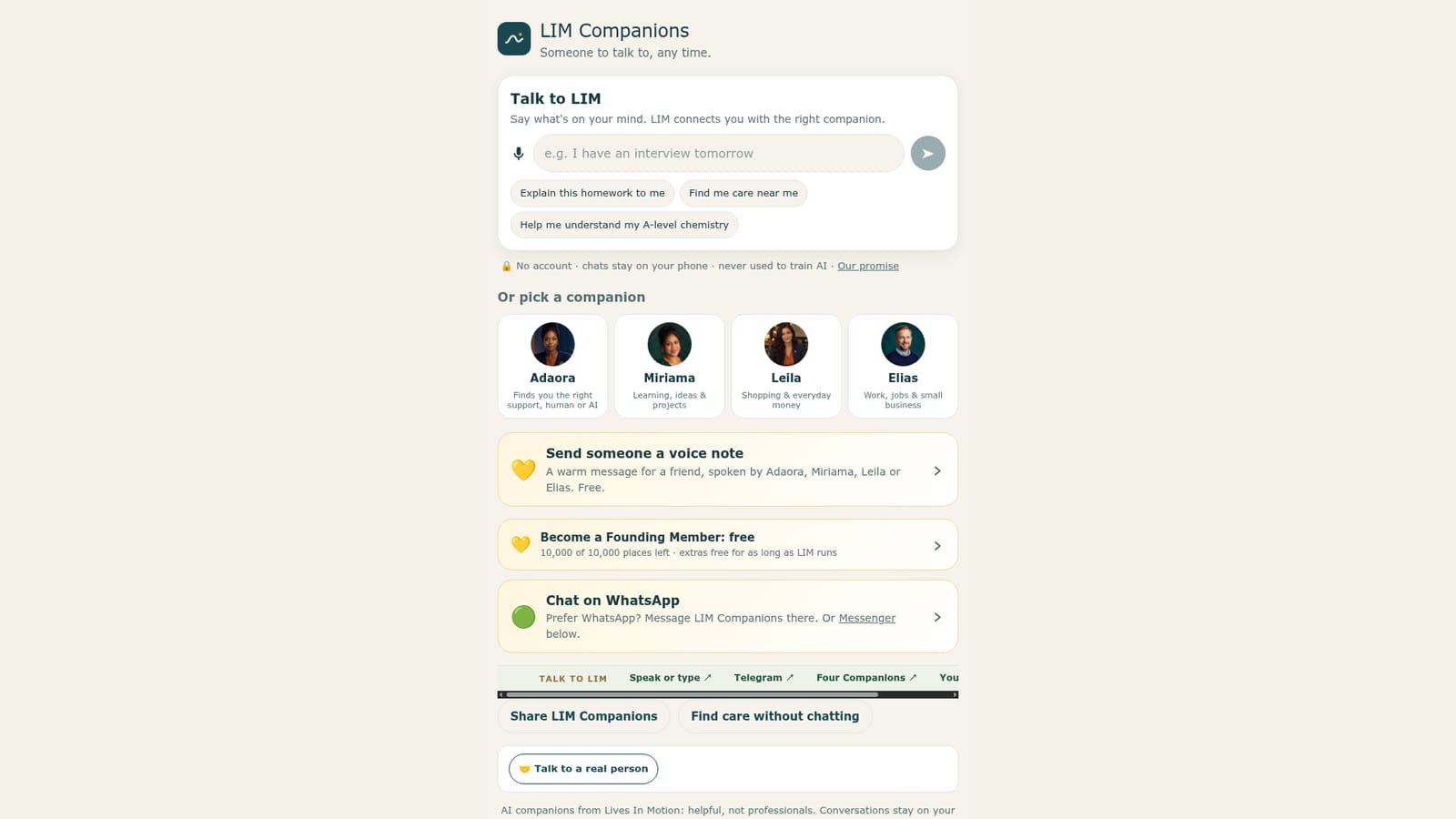 LIM Companions — Open the web app