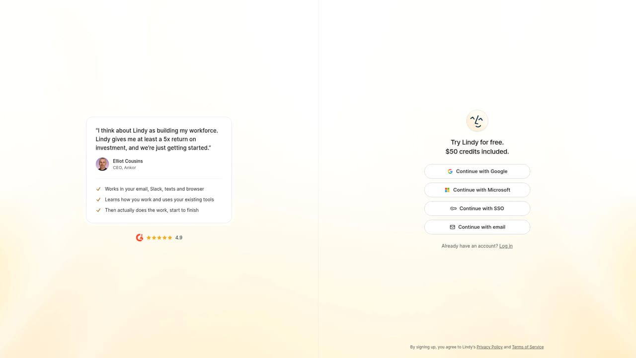 Lindy — Create the account and claim credits