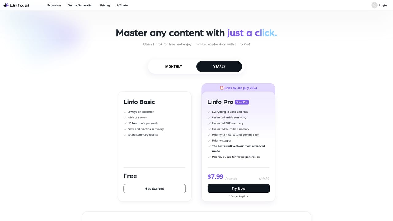 Linfo — Manage your plan