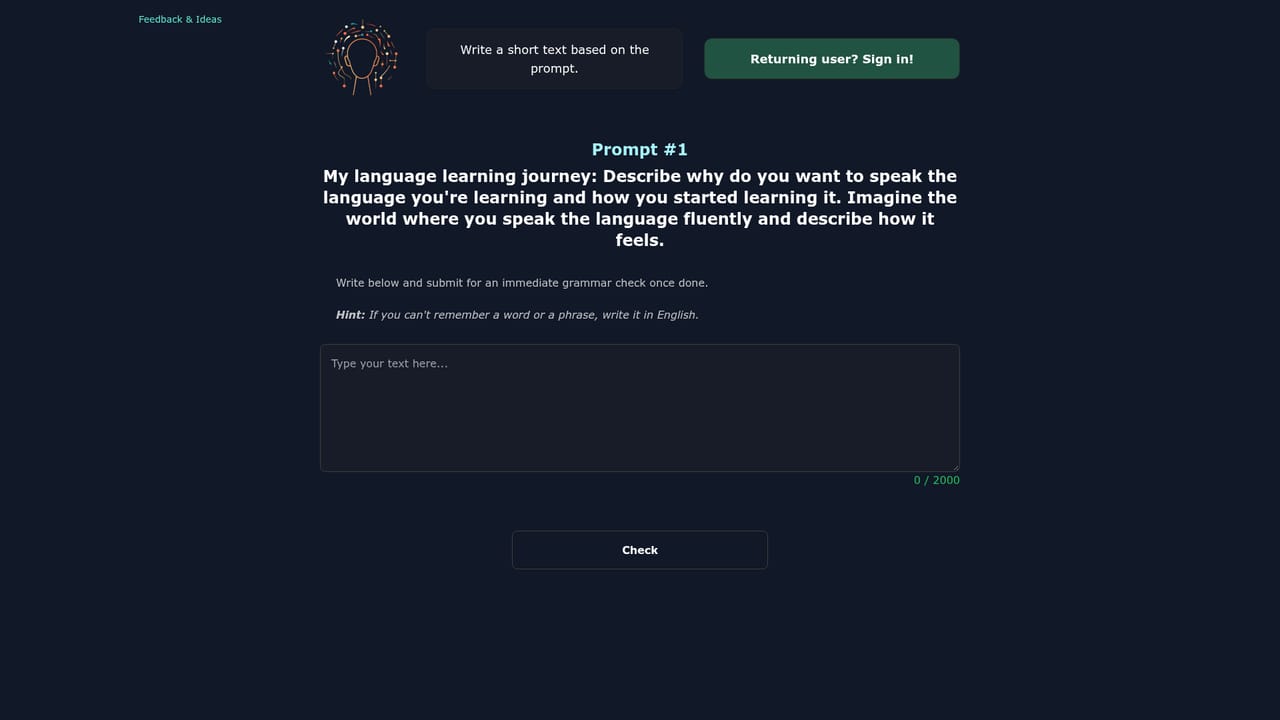 Lingually — Open the writing page