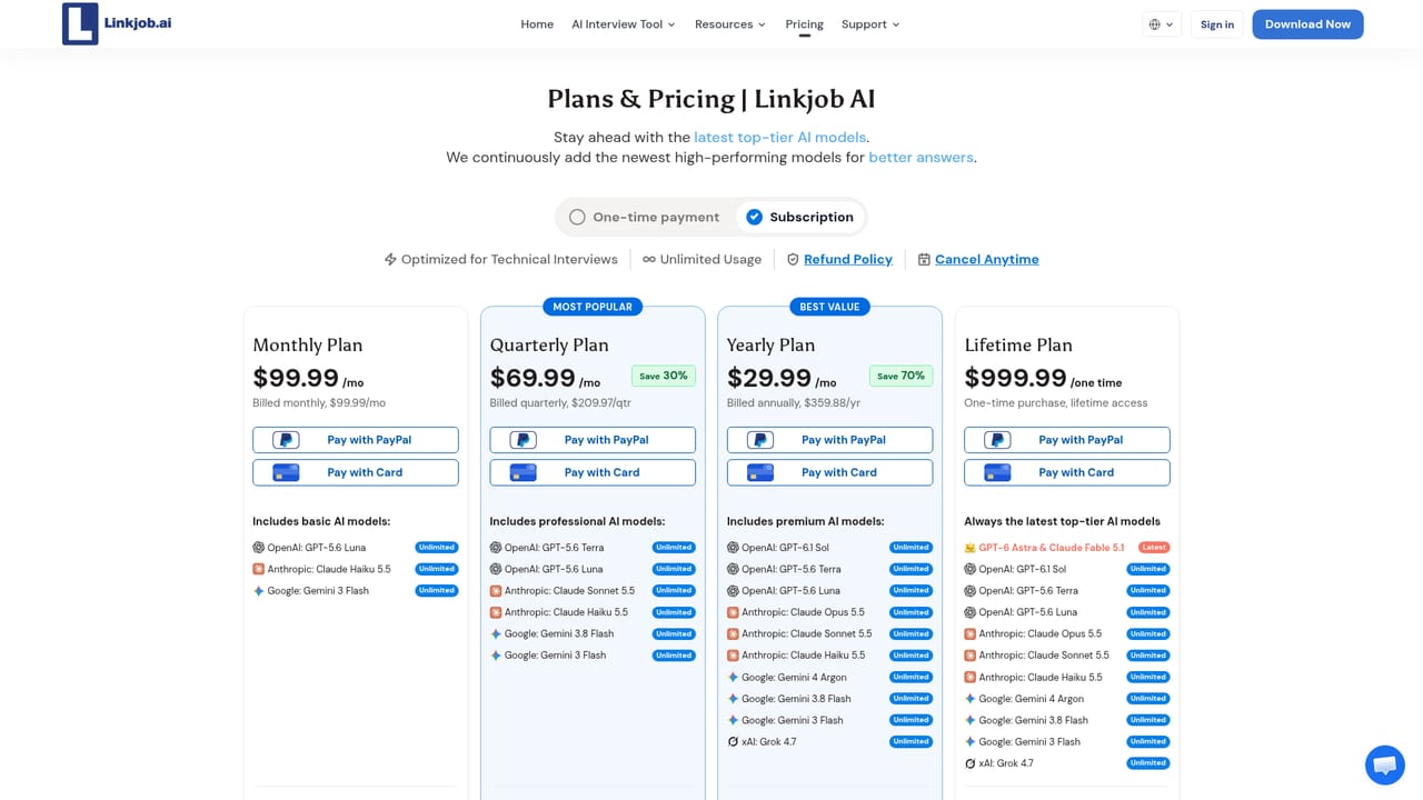 Linkjob — Choose a plan before the interview