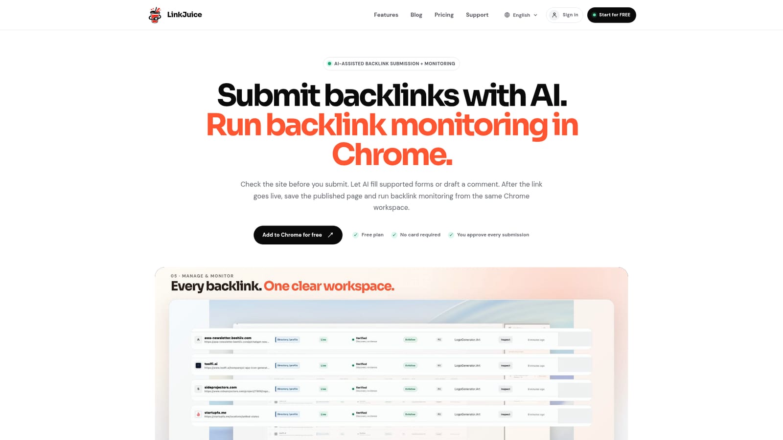 LinkJuice — Install the extension and open the side panel