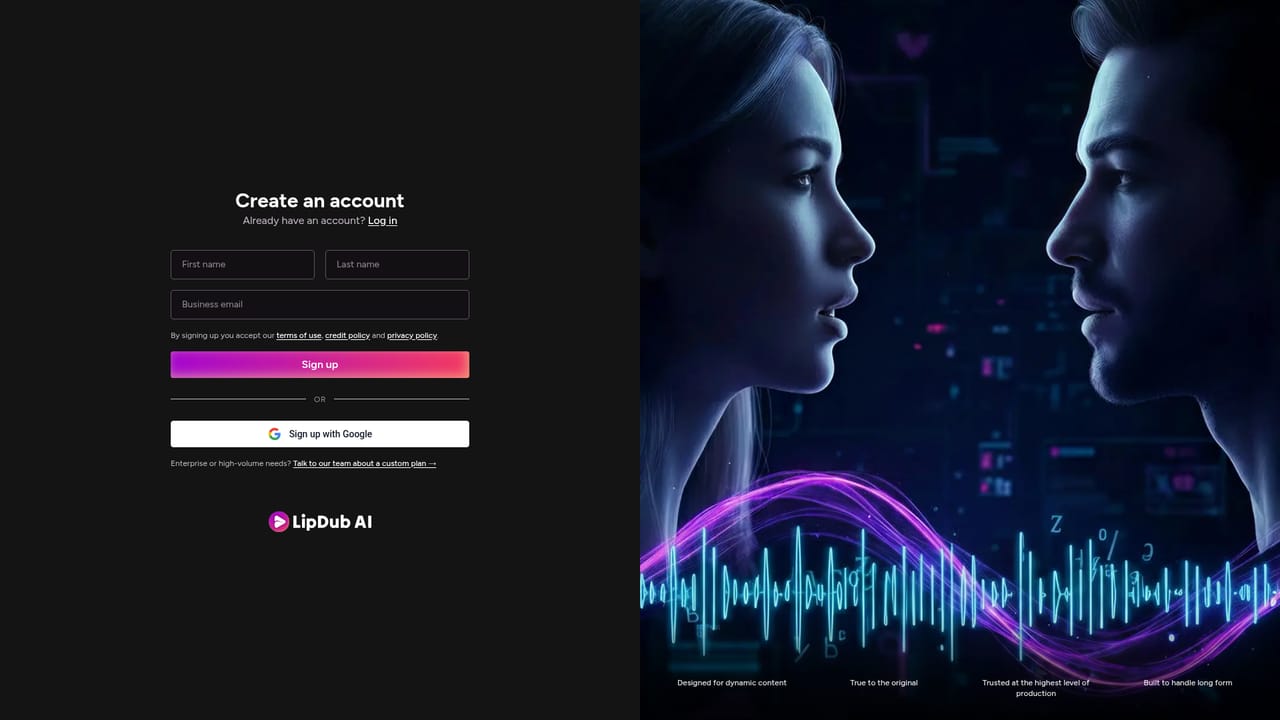 LipDub AI — Create an account