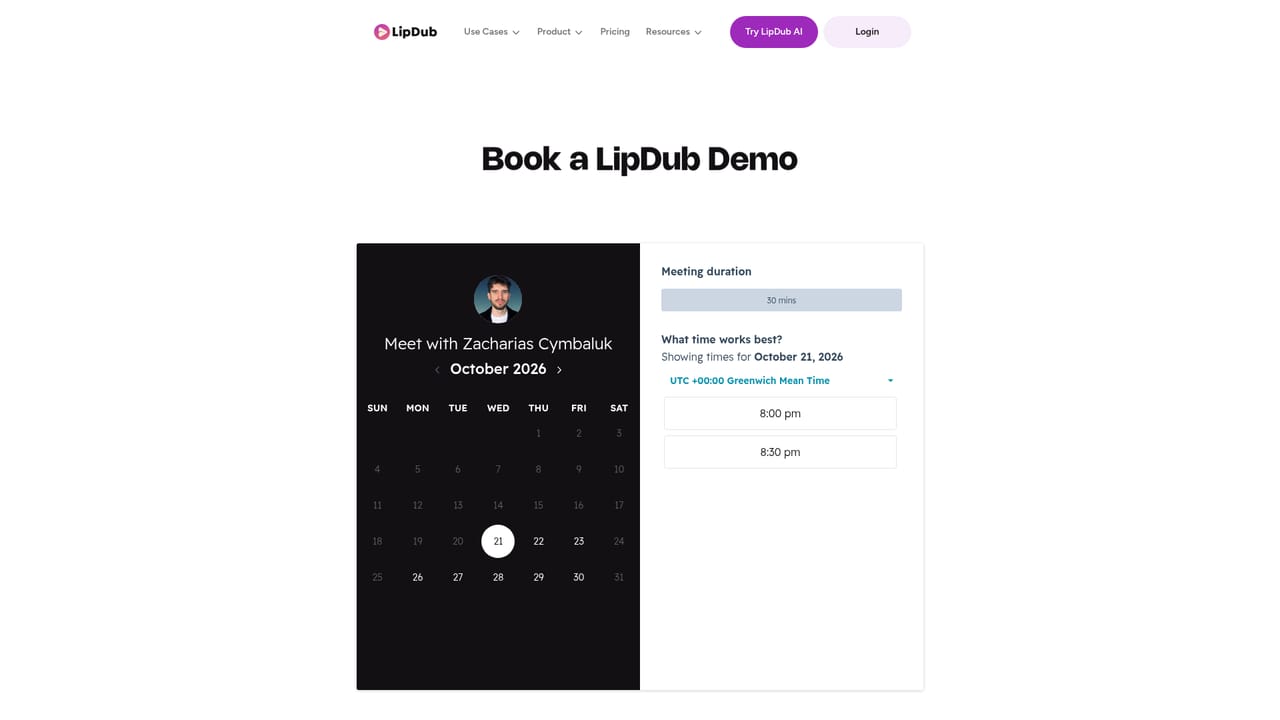LipDub AI — Book a demo for larger rollouts