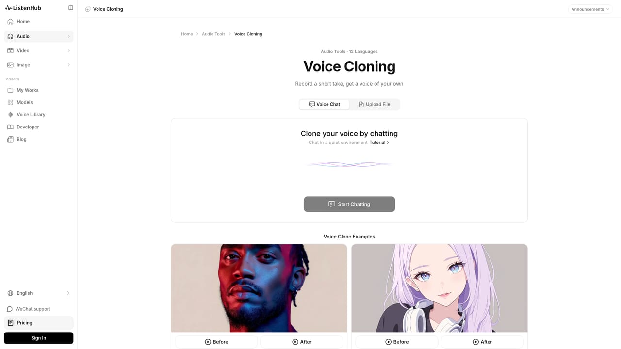 ListenHub — Create or clone a voice
