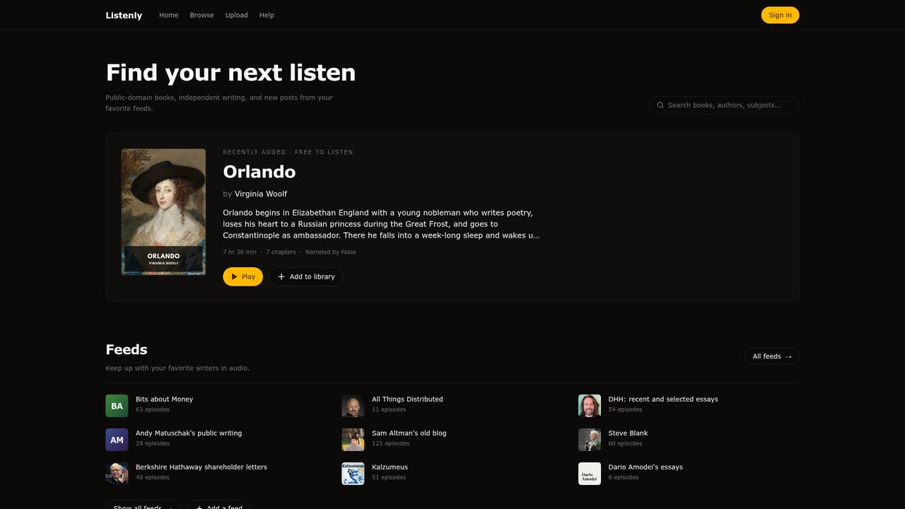 Listenly — Browse the public domain library