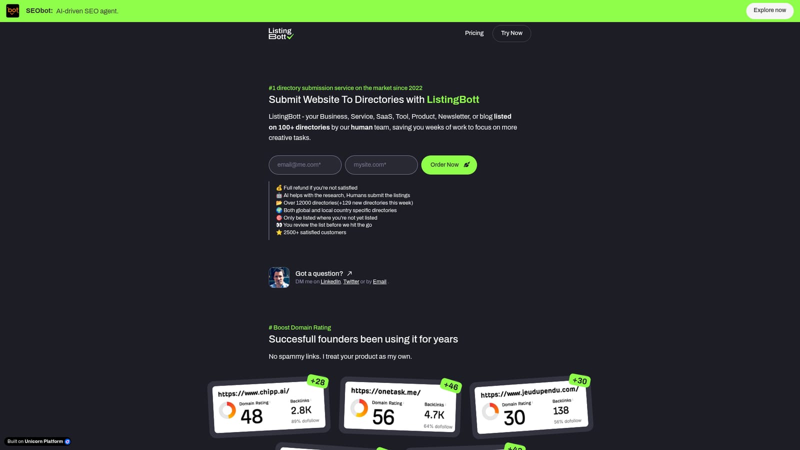 Listingbott — Choose a plan and pay