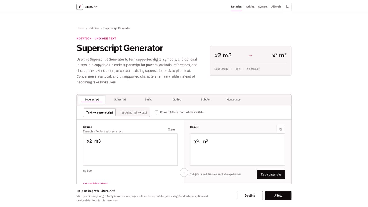 LiteralKit — Enter or paste text
