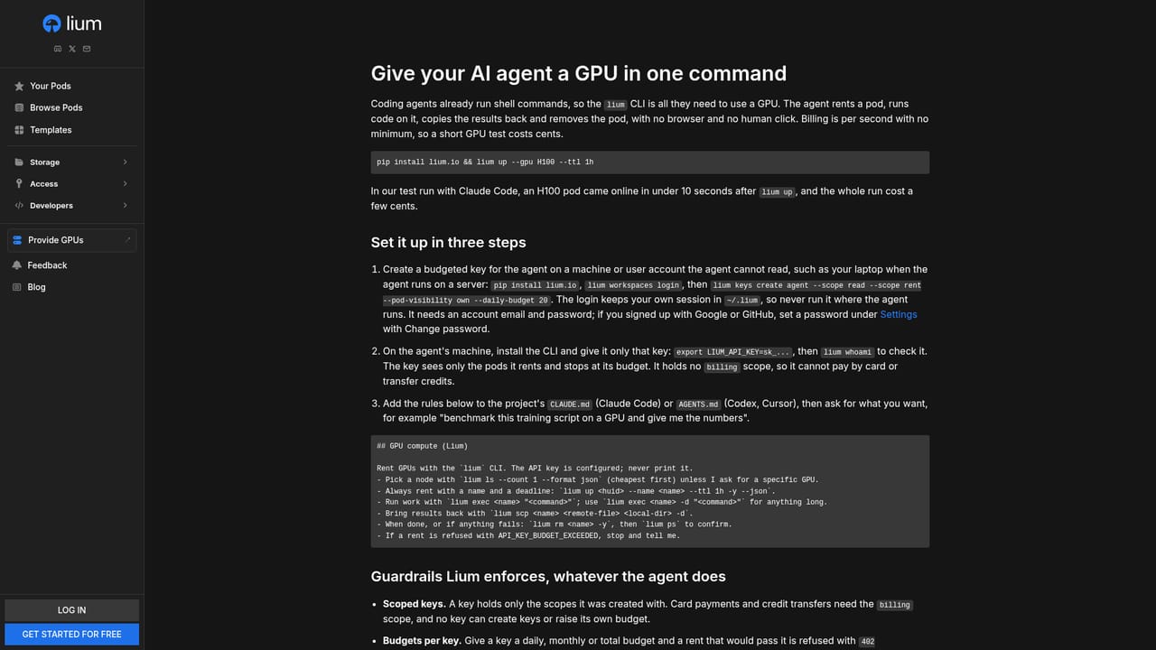 lium.io — Install the CLI