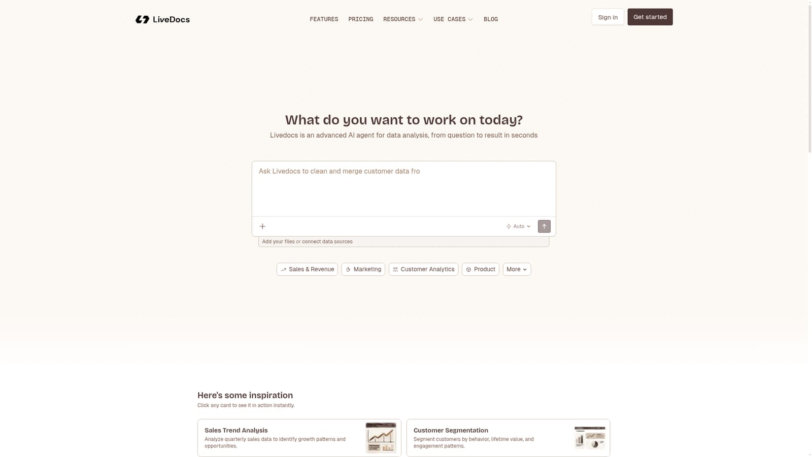 Livedocs — Open the prompt box and describe your question