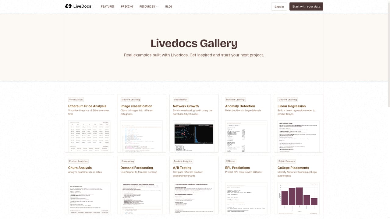 Livedocs — Try a gallery use case first