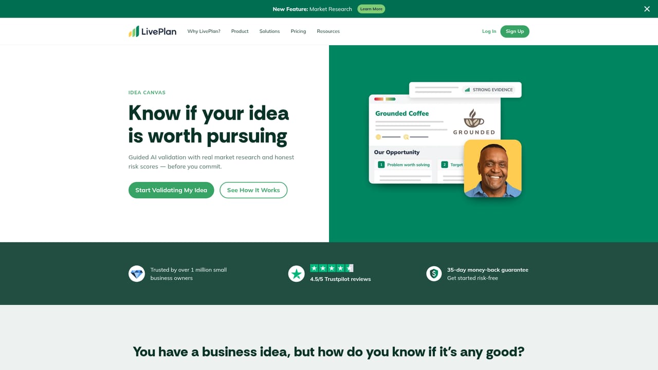 LivePlan — Assess the idea in Idea Canvas