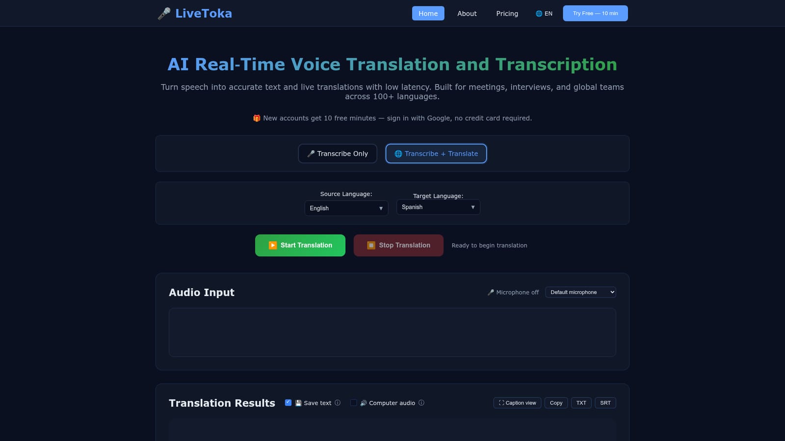 LiveToka — Create an account and claim the free minutes