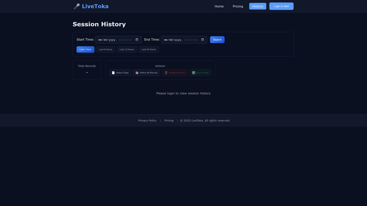LiveToka — Save and export the transcript
