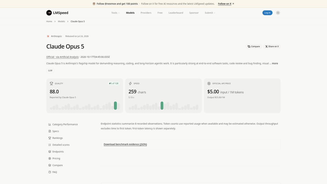 LMSpeed — Compare a model's pricing and providers