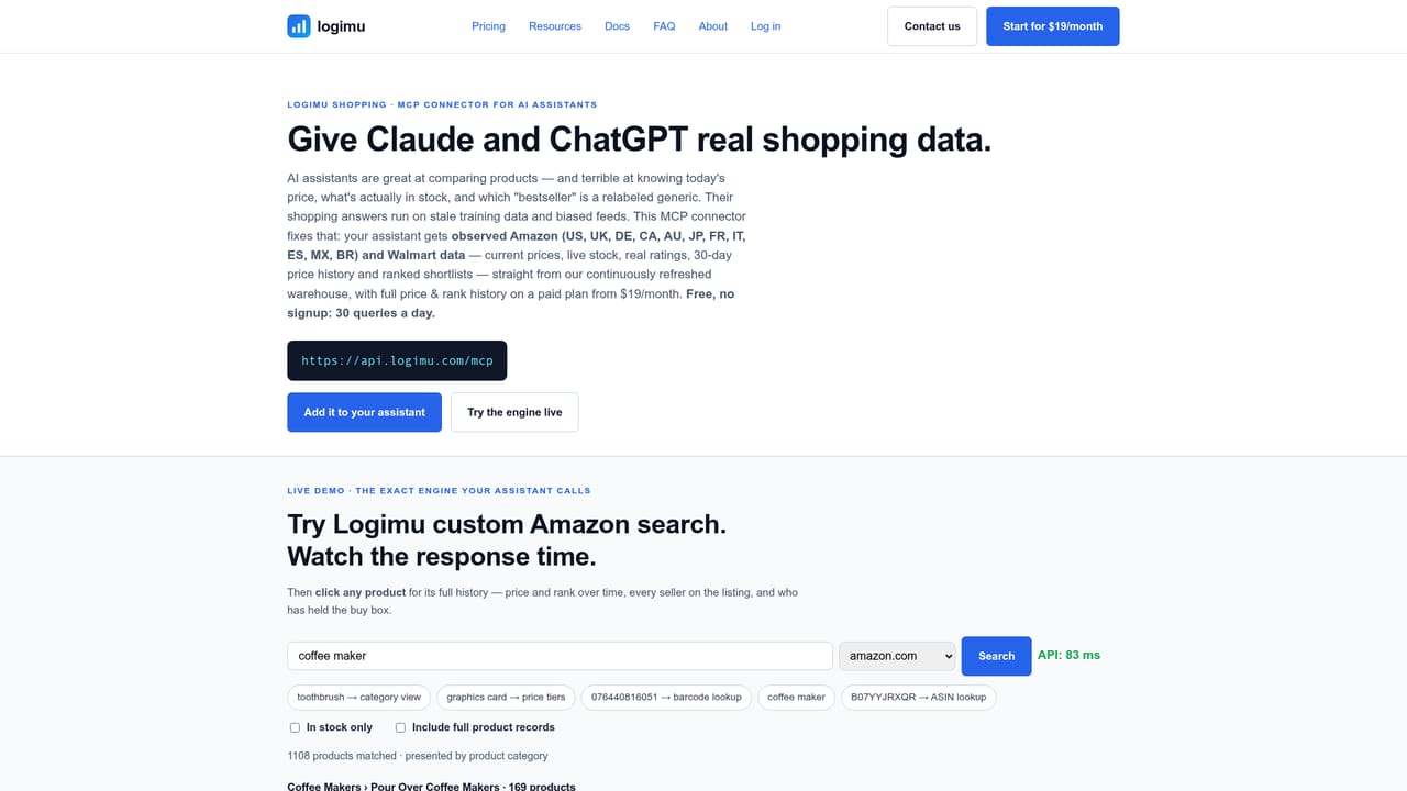 Logimu — Connect an AI assistant via MCP