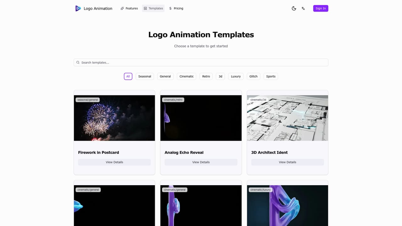 Logo Animation App — Borrow a starting style from the template gallery