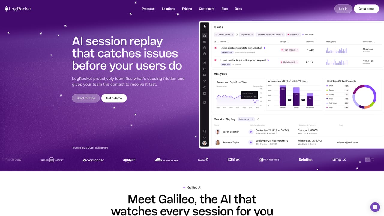LogRocket Galileo — Start a free LogRocket workspace
