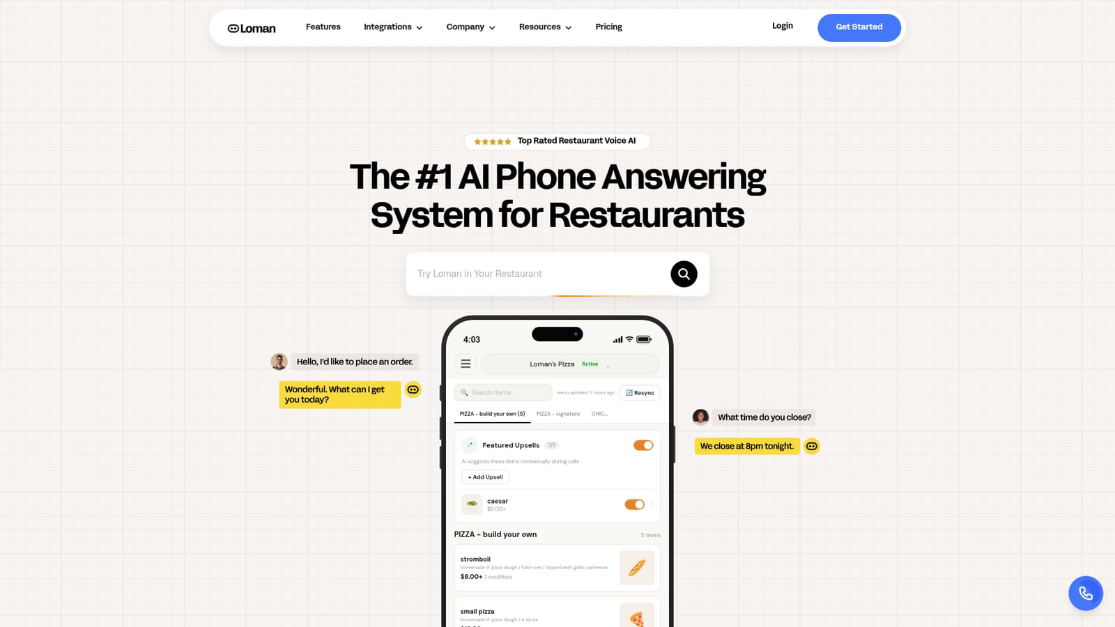 Loman — Place a test call with the voice agent