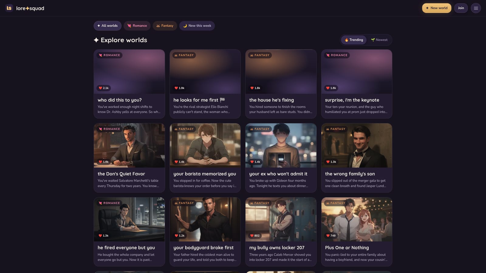 Loresquad — Browse the worlds feed
