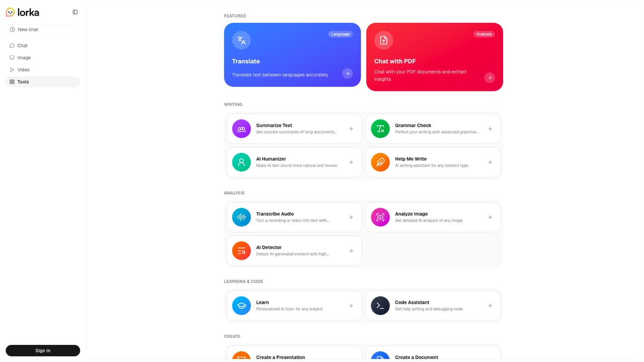 Lorka AI — Try the advanced tools