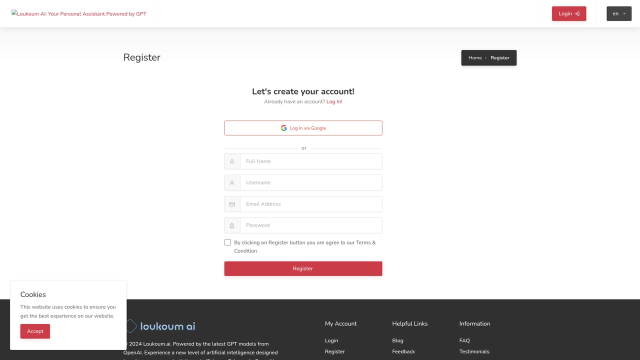 Loukoum — Create an account