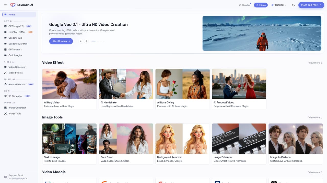 LoveGen AI — Create a free account