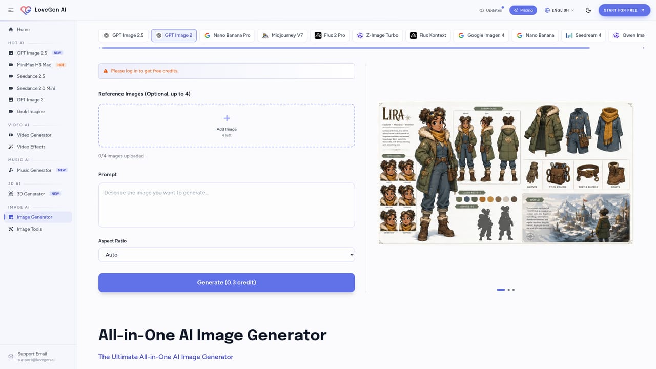 LoveGen AI — Pick a model for your media type