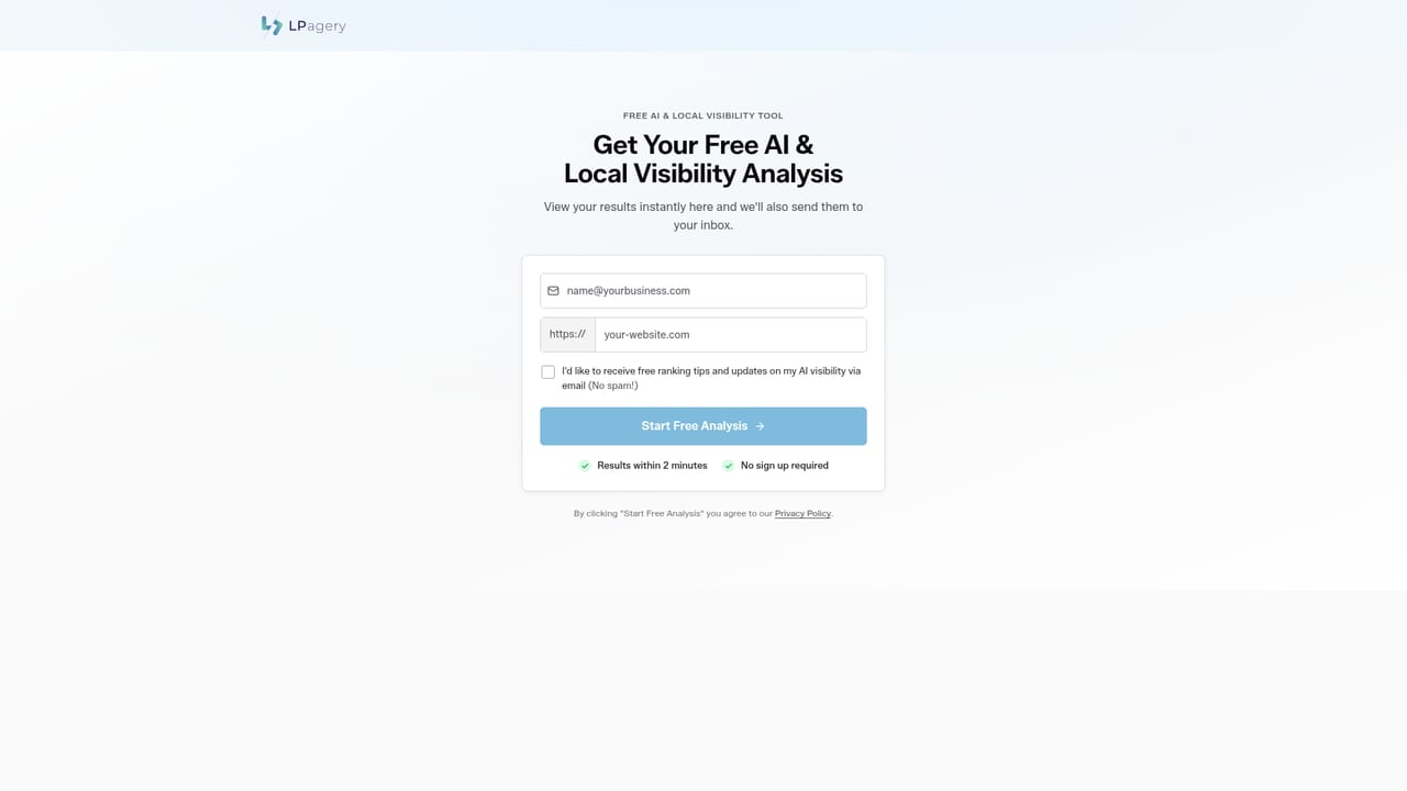 LPagery AI Rank Tracker — Start the visibility check