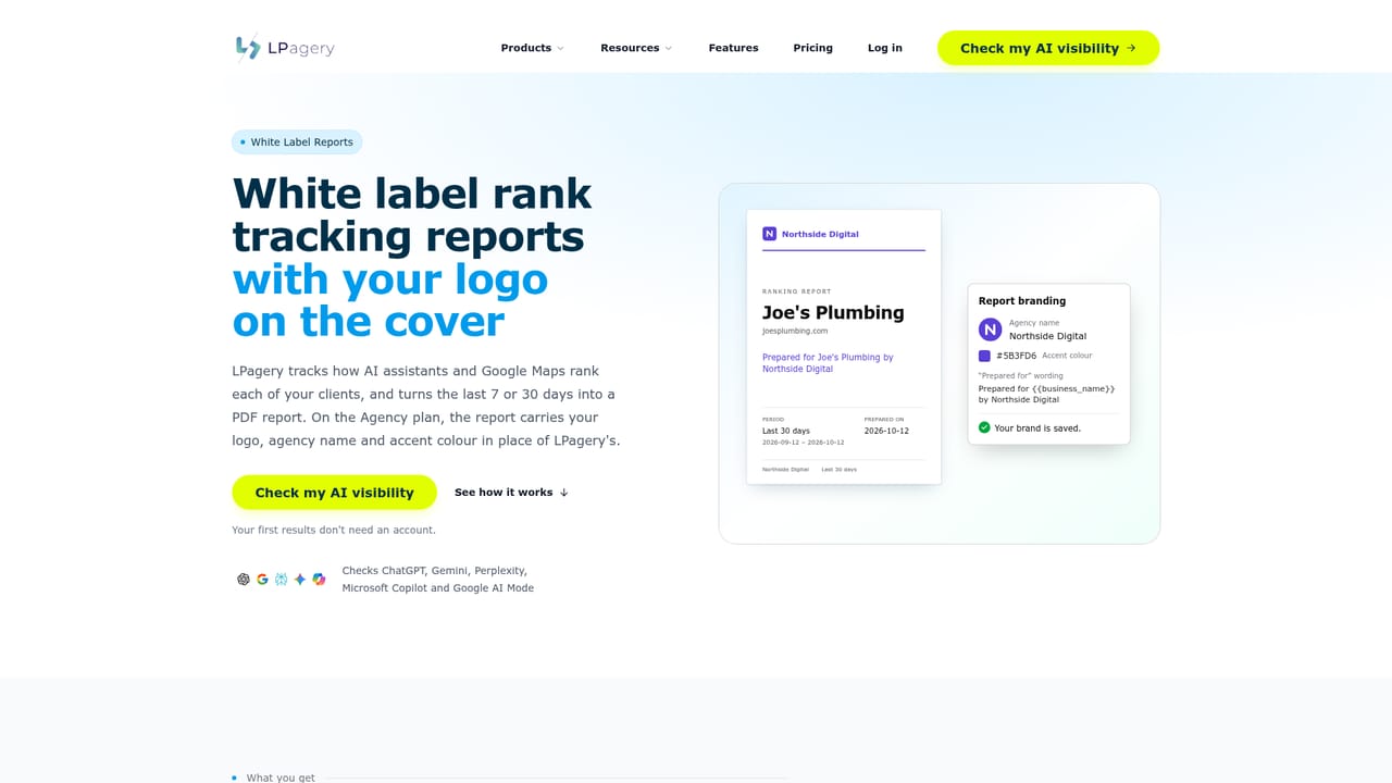 LPagery AI Rank Tracker — Export a report for clients