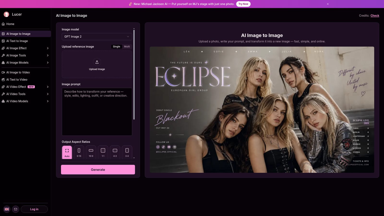 Lucer — Open the image to image generator