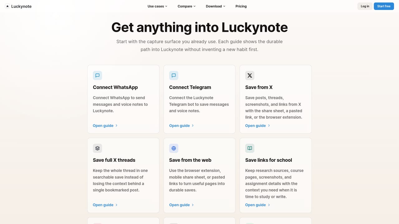 Luckynote — Save your first reel or link