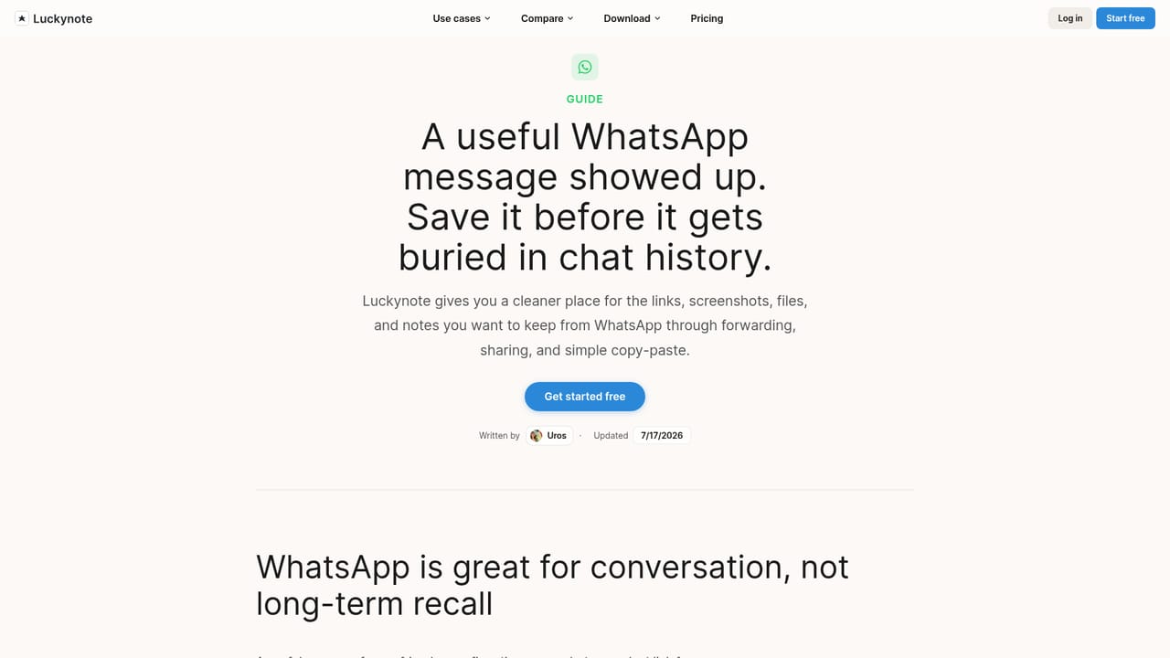 Luckynote — Forward notes from chat apps