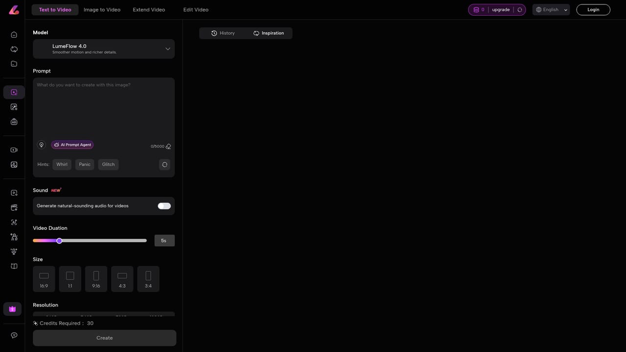 LumeFlow AI — Choose a generation mode
